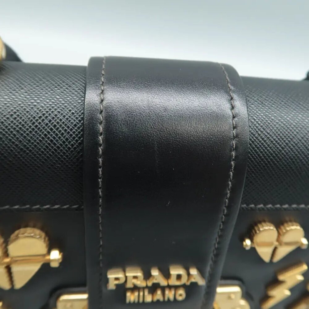 100% Authentic Prada Cahier Black Leather Shoulder Bag 1008-082224 - Picture 8 of 12